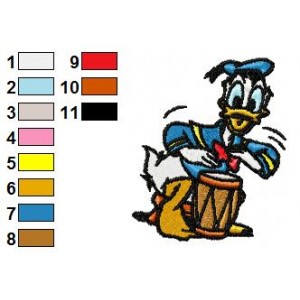 Donald Duck Drummer Embroidery Design